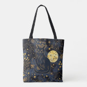 Tote Bag Chat noir du ciel étoilé (Dos)