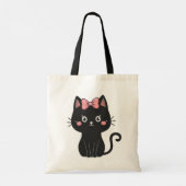 Tote Bag Chat Noir Éffrayant Et Halloween Rose (Dos)