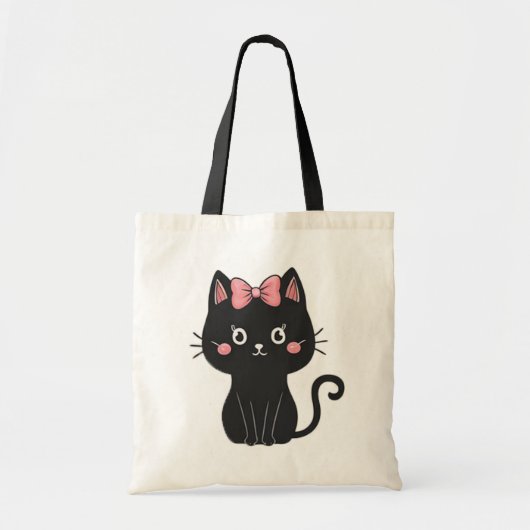 Tote Bag Chat Noir Éffrayant Et Halloween Rose (Devant)