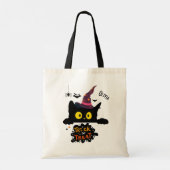Tote Bag Chat noir Éffrayant personnalisé Trick ou traiteme (Dos)