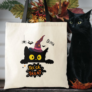 Tote Bag Chat noir Éffrayant personnalisé Trick ou traiteme