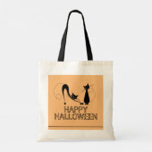 Tote Bag Chat Noir Élégant, Joyeux Halloween (Dos)