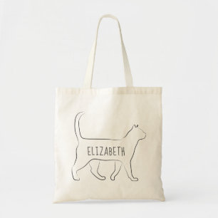 Tote Bag Chat noir élégant Personnalisé avec votre nom Four