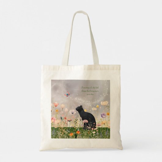 Tote Bag Chat noir en fleurs (Dos)