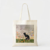 Tote Bag Chat noir en fleurs (Devant)