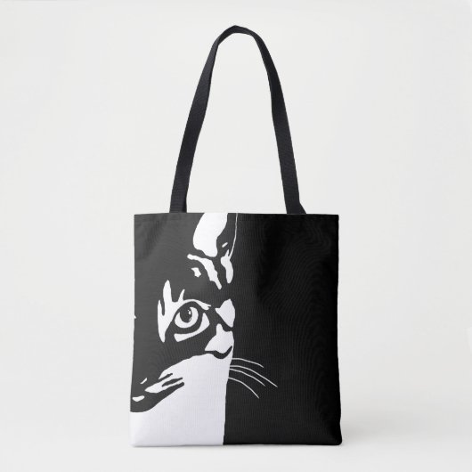 Tote Bag Chat noir et blanc 657 (Devant)