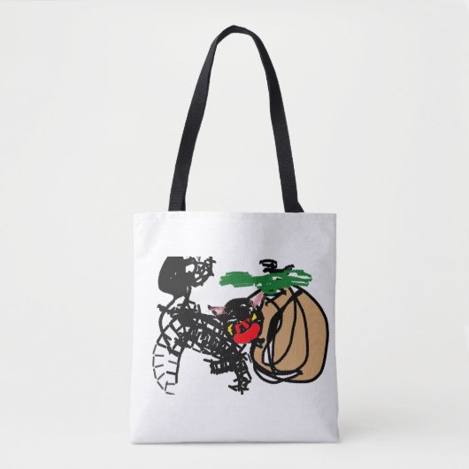 Tote Bag Chat noir et citrouille d'amour (Devant)