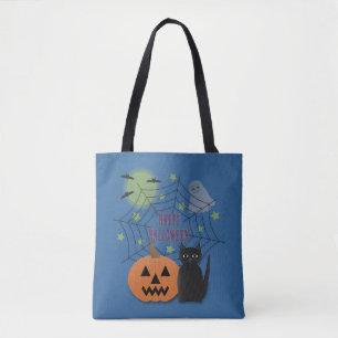 Tote Bag Chat noir et Citrouille pas effrayant Halloween