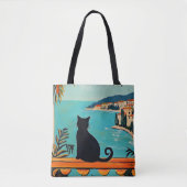 Tote Bag Chat Noir et Mer (Devant)