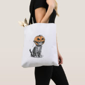 Tote Bag Chat Noir Halloween Citrouille Costume De Tête Pou (De près)