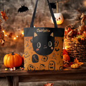Tote Bag Chat noir Halloween personnalisé