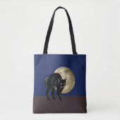 Tote Bag Chat Noir Halloween Prowling Sur Une Nuit De Plein (Devant)