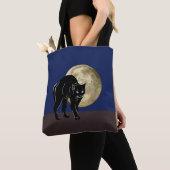 Tote Bag Chat Noir Halloween Prowling Sur Une Nuit De Plein (De près)