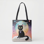 Tote Bag Chat Noir - Installons-Nous Confortablement (Devant)