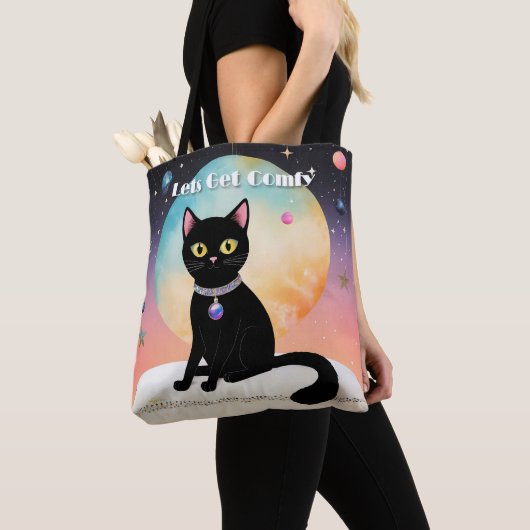 Tote Bag Chat Noir - Installons-Nous Confortablement (De près)