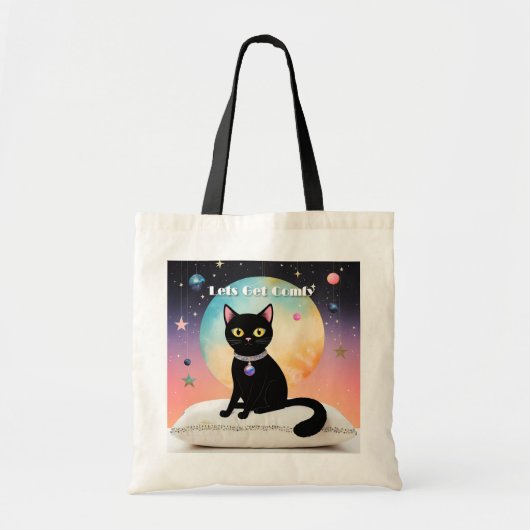 Tote Bag Chat Noir - Installons-Nous Confortablement (Devant)