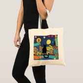 Tote Bag Chat noir la nuit 2 (Devant (produit))