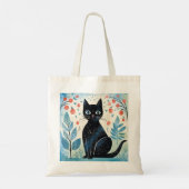 Tote Bag Chat noir mignon dans les tons naturels Cool (Dos)