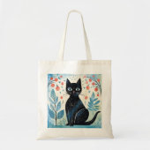 Tote Bag Chat noir mignon dans les tons naturels Cool (Devant)