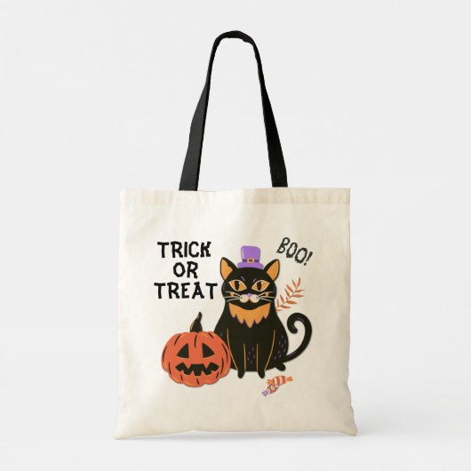 Tote Bag Chat noir mignon Halloween Trick ou traitement (Dos)