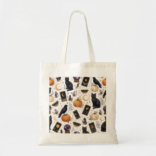 Tote Bag Chat noir mystique Halloween céleste Tarot