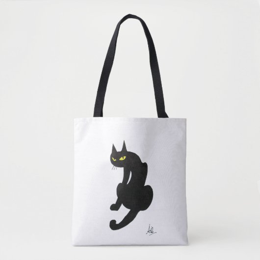 Tote Bag CHAT NOIR NINJA Blanc (Devant)