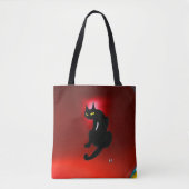 Tote Bag CHAT NOIR NINJA Rouge (Devant)