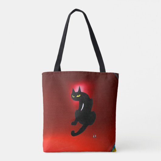 Tote Bag CHAT NOIR NINJA Rouge (Dos)