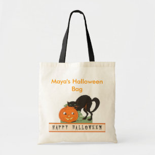 Tote Bag Chat noir Personnalisé Halloween Ba