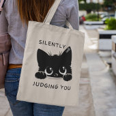 Tote Bag Chat Noir Personnalisé Mignonne En Silence Vous Ju
