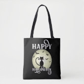 Tote Bag Chat noir Pleine lune chauves-souris heureux Hallo (Devant)