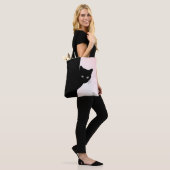 Tote Bag Chat Noir Rusé Rose (Sur le modèle)