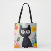 Tote Bag Chat noir simple drôle mignon (Devant)