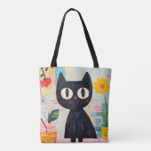 Tote Bag Chat noir simple drôle mignon (Dos)