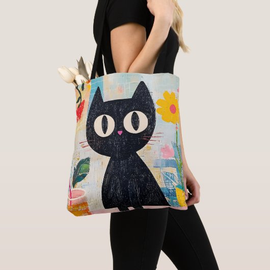 Tote Bag Chat noir simple drôle mignon (De près)