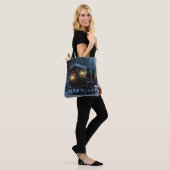 Tote Bag Chat noir Snowy Sleigh Ride Décor de Noël (Sur le modèle)