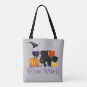 Tote Bag Chat noir sorcière Halloween (Dos)