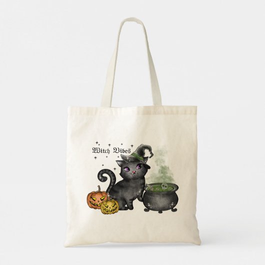 Tote Bag Chat noir sorcière | Vibes sorcières (Dos)