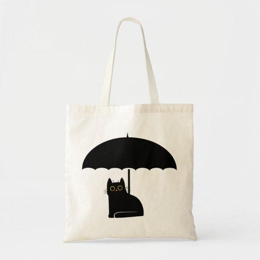 Tote Bag Chat noir sous parapluie (Devant)