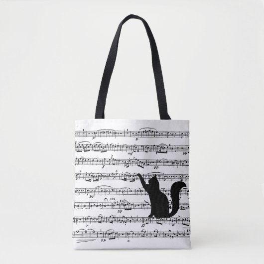 Tote Bag Chat noir sur feuille (Devant)