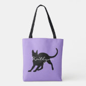 Tote Bag Chat noir sur la lavande (Dos)