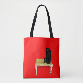 Tote Bag Chat noir sur la manche de l'ordinateur portable t