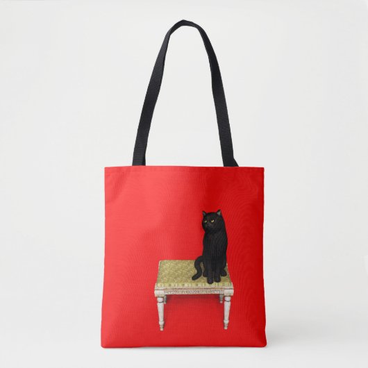 Tote Bag Chat noir sur la manche de l'ordinateur portable t (Devant)