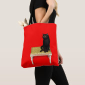 Tote Bag Chat noir sur le tabouret (De près)
