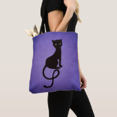 Tote Bag Chat noir violet Gracieux (De près)