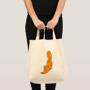 Tote Bag Chat orange s'étirant