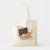 Tote Bag Chat ordinateur couché mignon (Devant)
