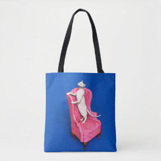 Tote Bag Chat oriental blanc