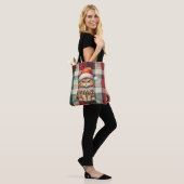 Tote Bag Chat Père Noël Plaid De Noël Avec Nom (Sur le modèle)