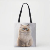 TOTE BAG CHAT PERSAN FLUFFY DE COULEUR CRÈME (Devant)